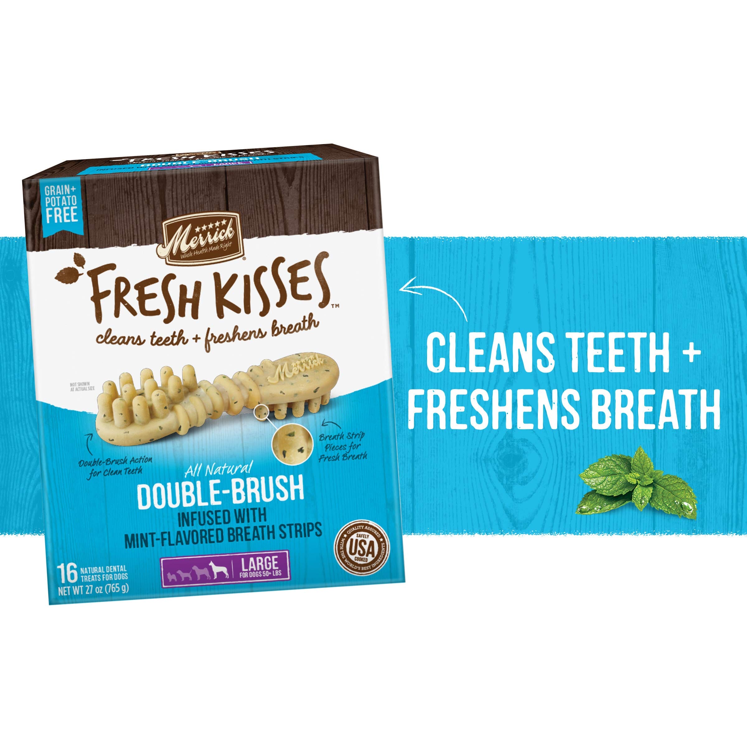 Merrick Fresh Kisses Mint Fresh Breath Dental Dog Treats  