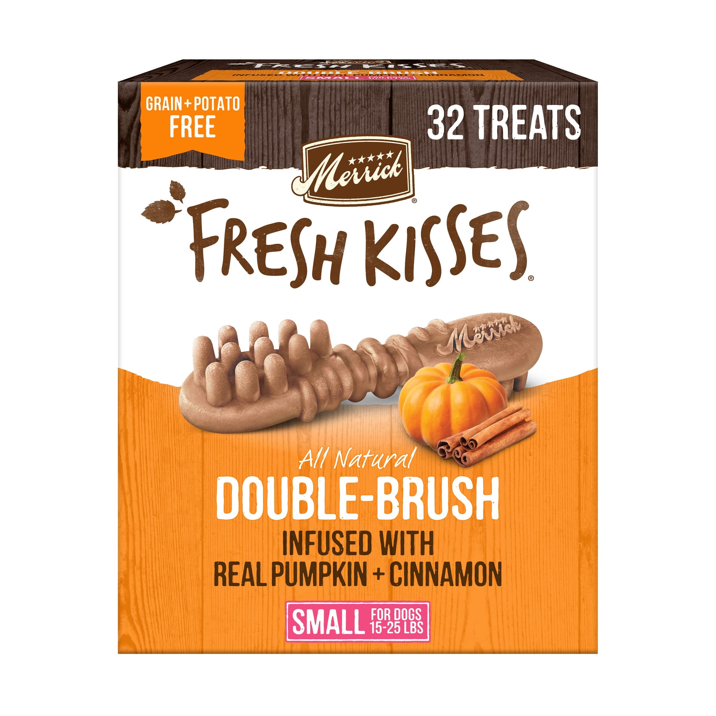 Merrick Fresh Kisses Pumpkin and Cinnamon Dental Dog Treats Small - 32 Count 