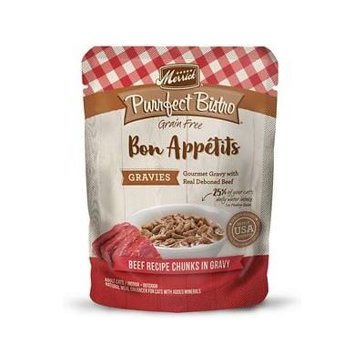 Merrick Grain-Free Purrfect Bistro Bon Appetits Gravies Beef Chunks in Gravy Adult Wet Cat Food Pouch - 3 Oz - Case of 24 Default Title