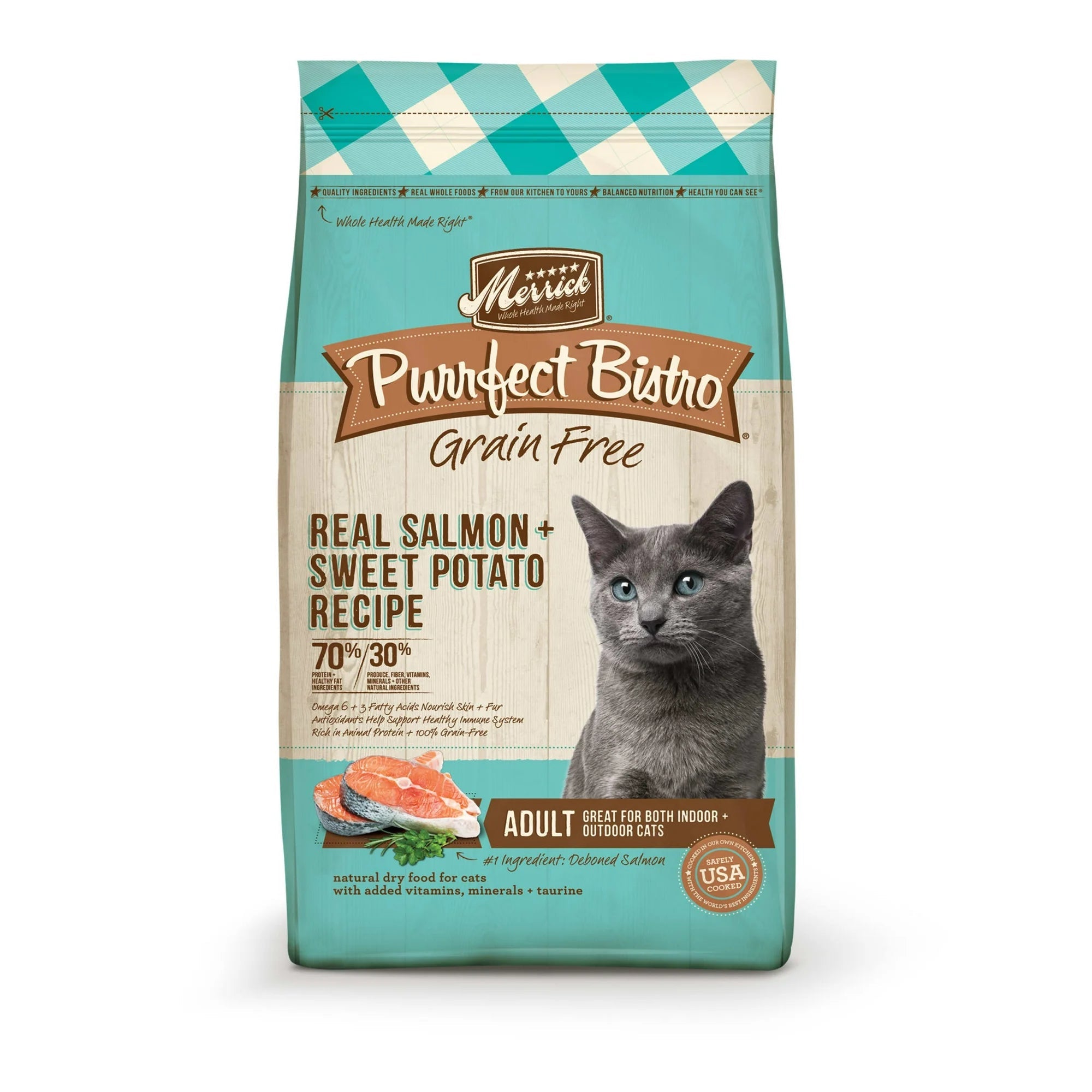 Merrick Purrfect Bistro Grain-Free Healthy Adult Salmon Recipe Dry Cat Food - 7 lb Bag  