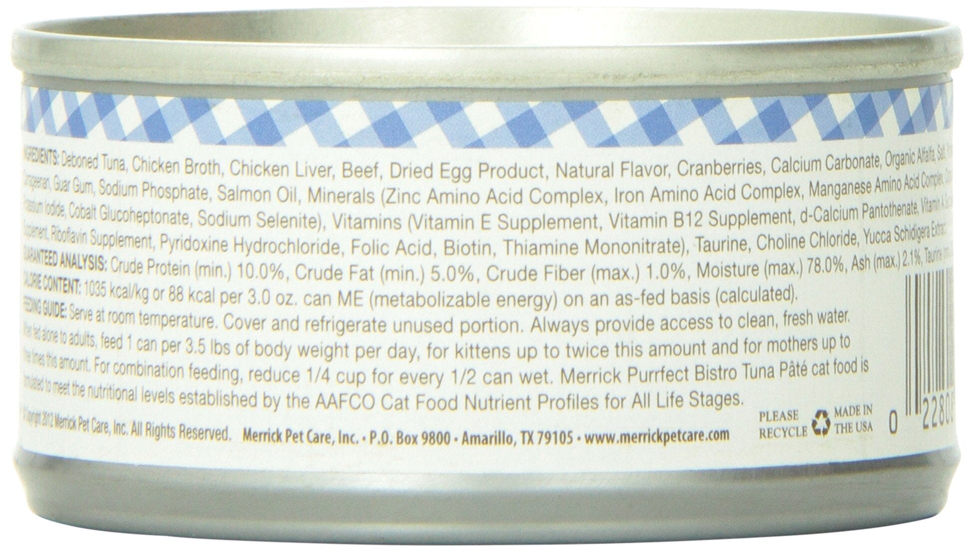 Merrick Purrfect Bistro Tuna Pate Canned Cat Food - 3 Oz - Case of 24  