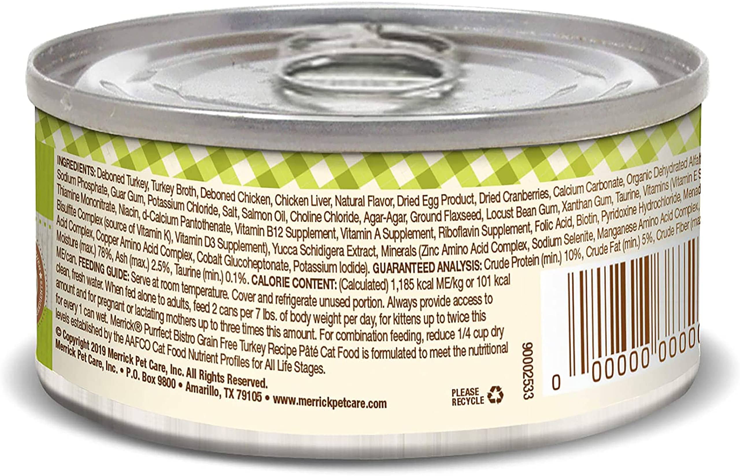 Merrick Purrfect Bistro Turkey Pate Canned Cat Food - 3 Oz - Case of 24  