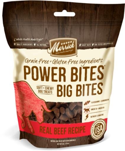 Merrick Treats Big Bites Real Beef Recipe Soft and Chewy Dog Treats - 6 oz Bag  