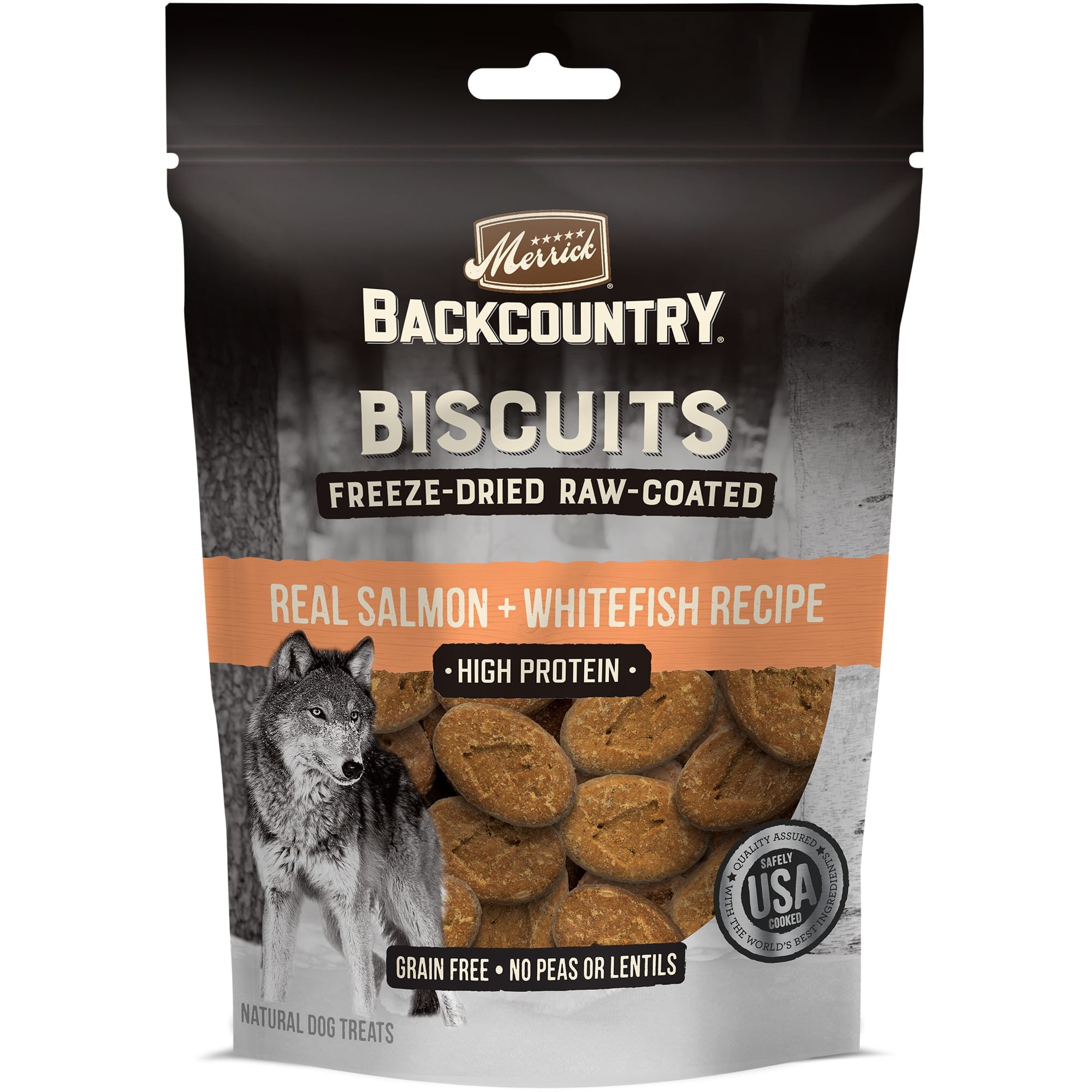 Merrick Treats Freeze-Dried Raw Coated Biscuits Salmon & Whitefish Recipe Dog Treats - 10 oz Bag  