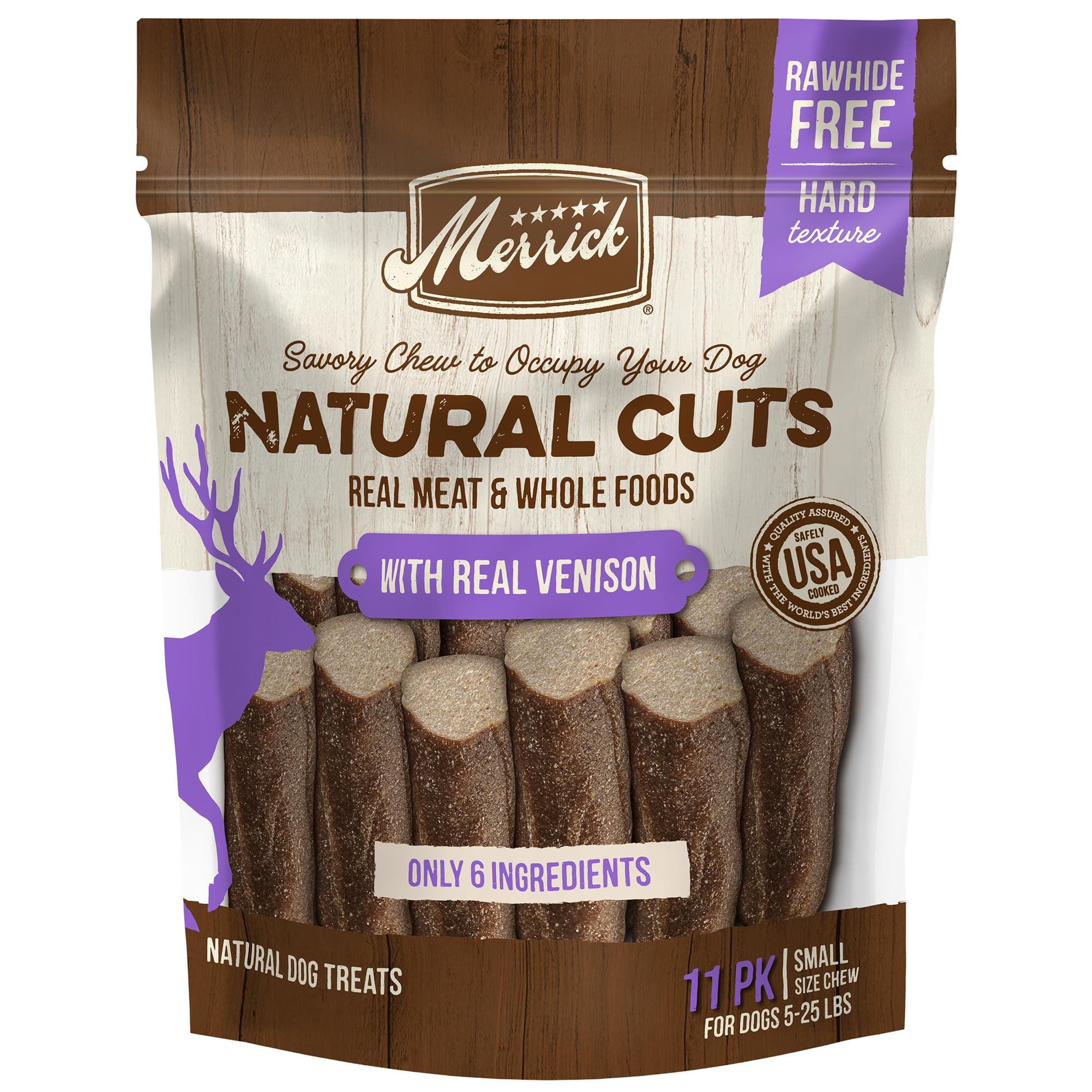 Merrick Treats Natural Cuts with Real Venison Small Chew Naural Dog Chews - 8.4 oz (11 ct) Pouch  