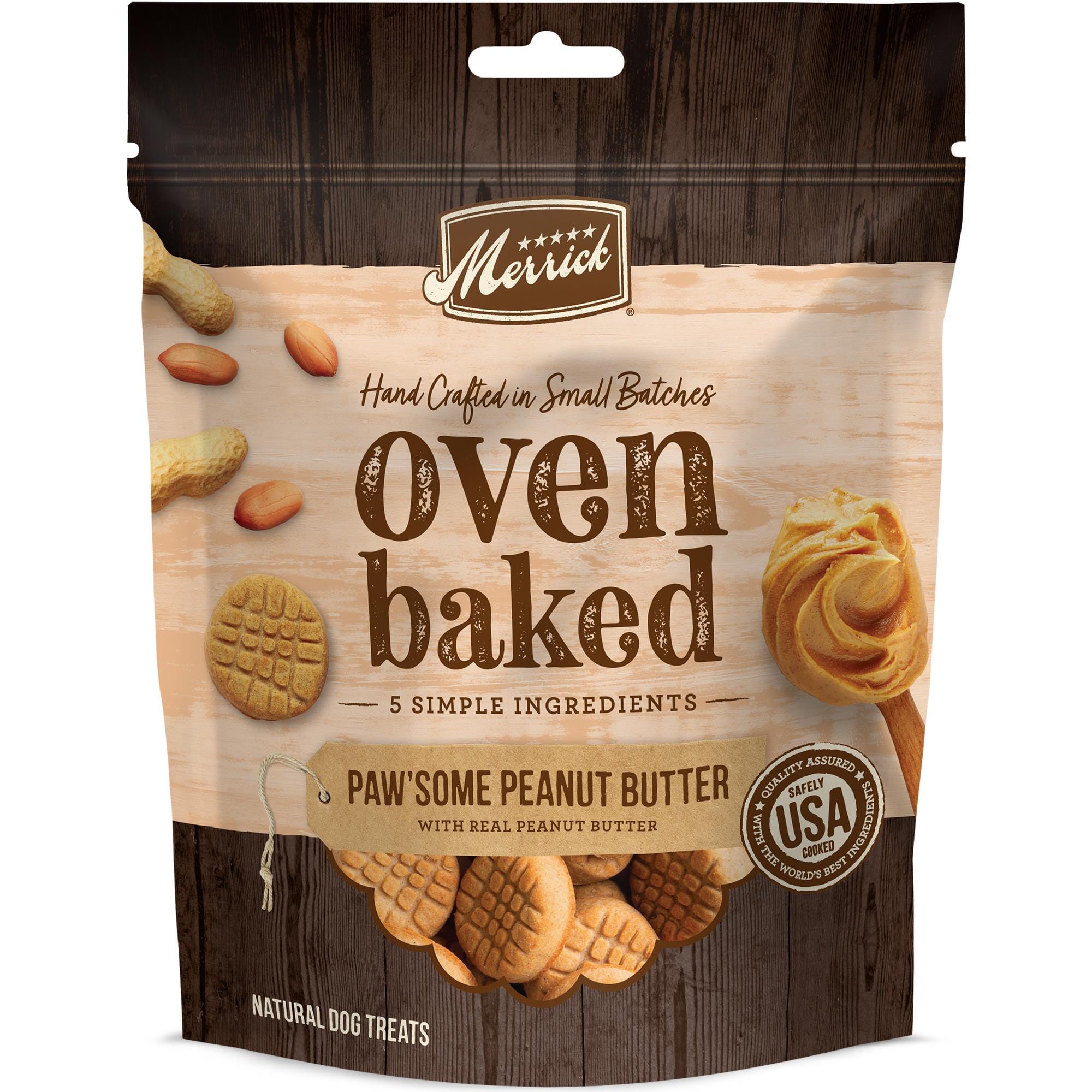 Merrick Treats Oven Baked Paw'some Peanut Butter with Real Peanut Butter Baked Dog Treats - 11 oz  