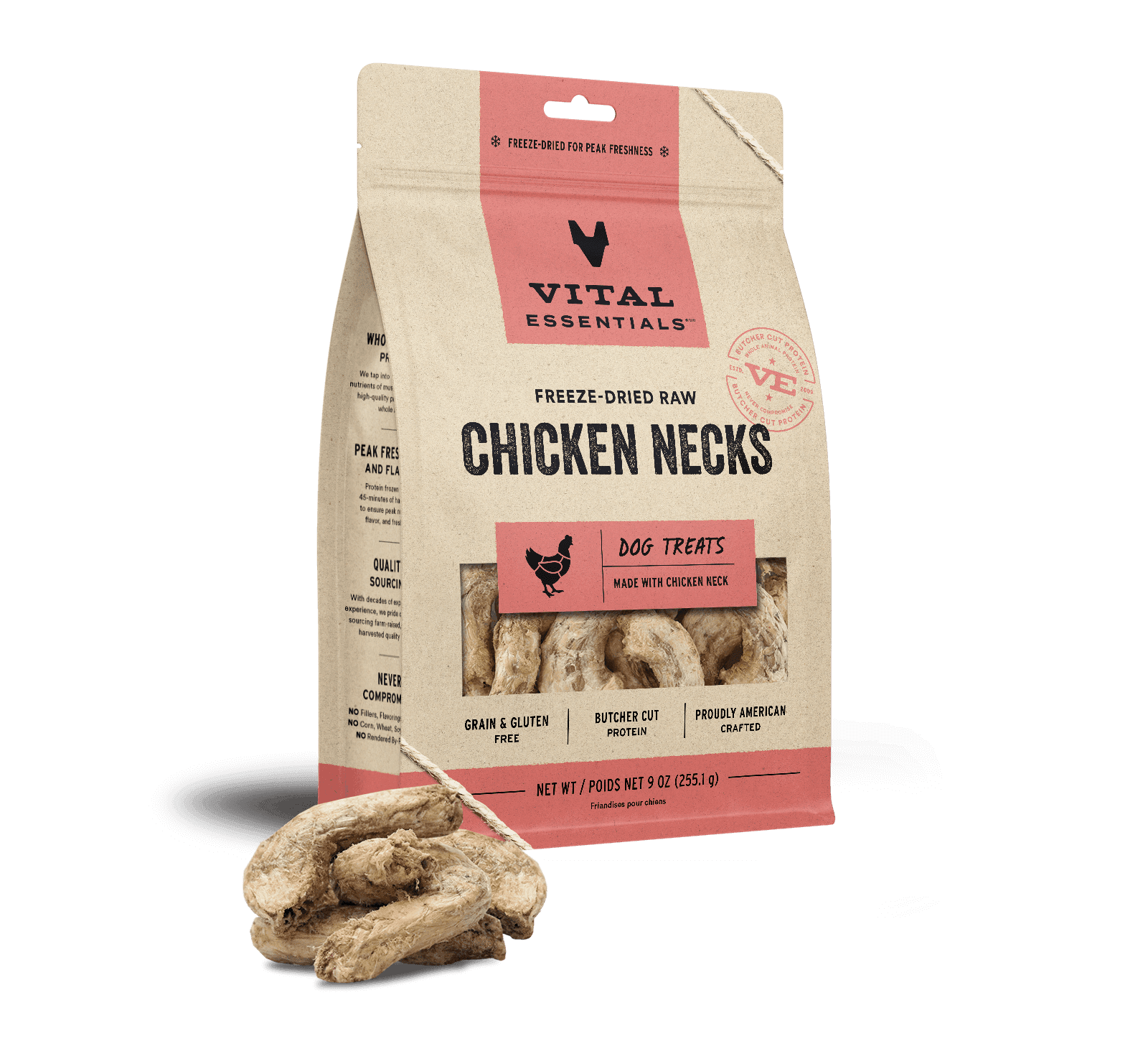 Vital Essential's Raw Bar Freeze-Dried Chicken Necks Natural Dog Chews - 55 Piece - 21 Oz  