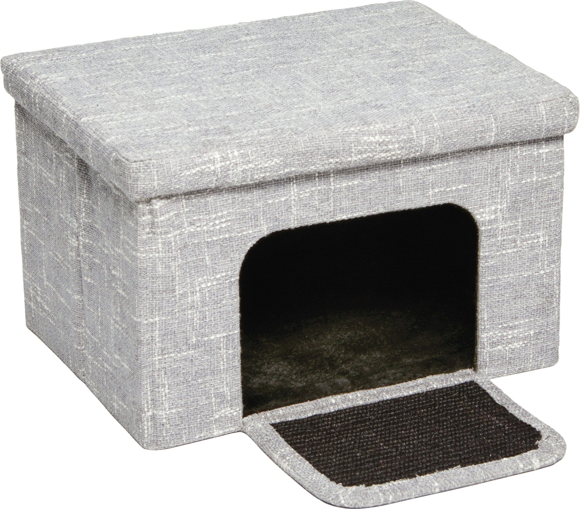Midwest Homes Curious Cube Collapsible Rectangular Cottage Cat House Condo and Furniture Hideout - Silver - L:17 X W:13 X H:10.7 Inch Default Title