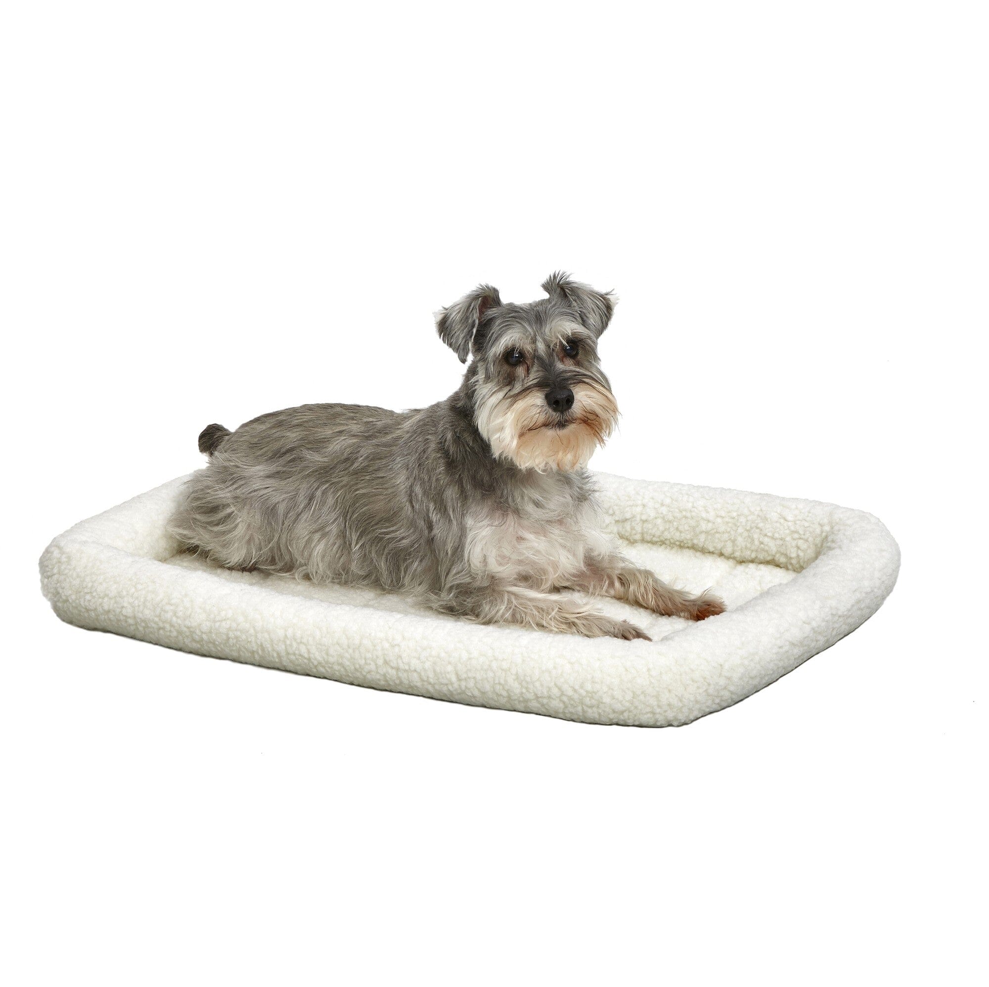 Midwest Homes Fleece Machine Washable Rectangular Pet Bed or Crate Mat - Medium - White - L:30 X W:21 X H:2.5 Inch Default Title