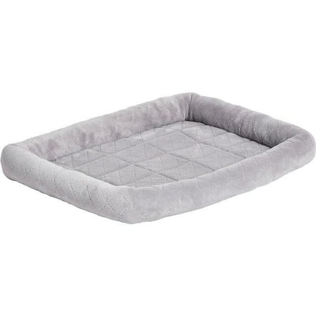 Midwest Homes Quite Time Deluxe Rectangular Diamond Stitch Bolster Dog Bed or Crate Mat - Gray 30 Inch