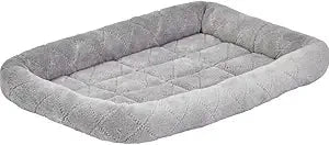 Midwest Homes Quite Time Deluxe Rectangular Diamond Stitch Bolster Dog Bed or Crate Mat - Gray 24 Inch
