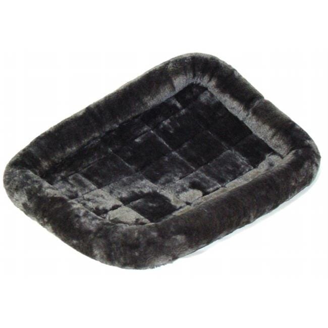 Midwest Homes Quite Time Fleece Machine Washable Rectangular Bolster Pet Bed or Crate Mat Gray LG - L:36 X W:23 In