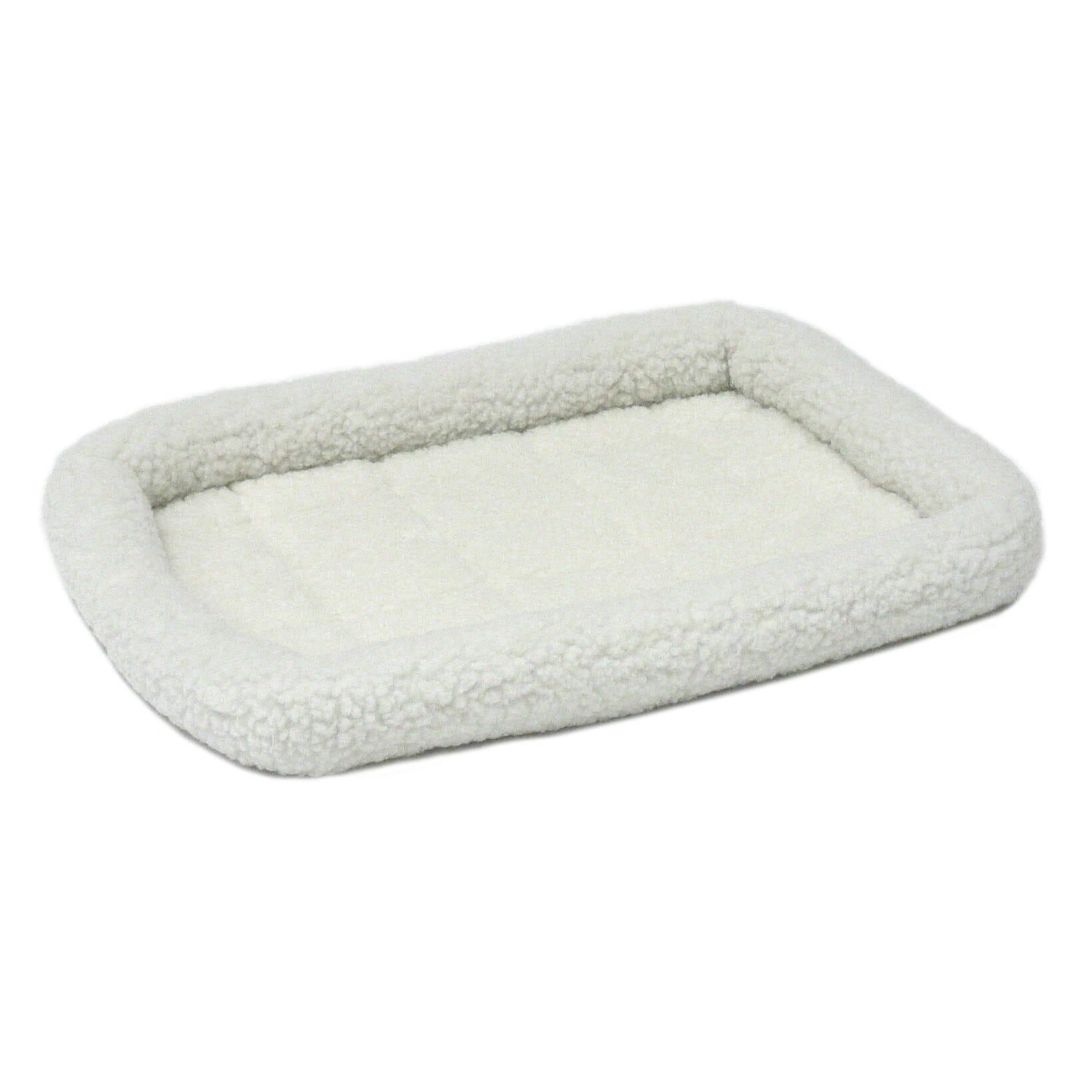 Midwest Homes Quite Time Fleece Machine Washable Rectangular Bolster Pet Bed or Crate Mat White XS - L:22 X W:13 In