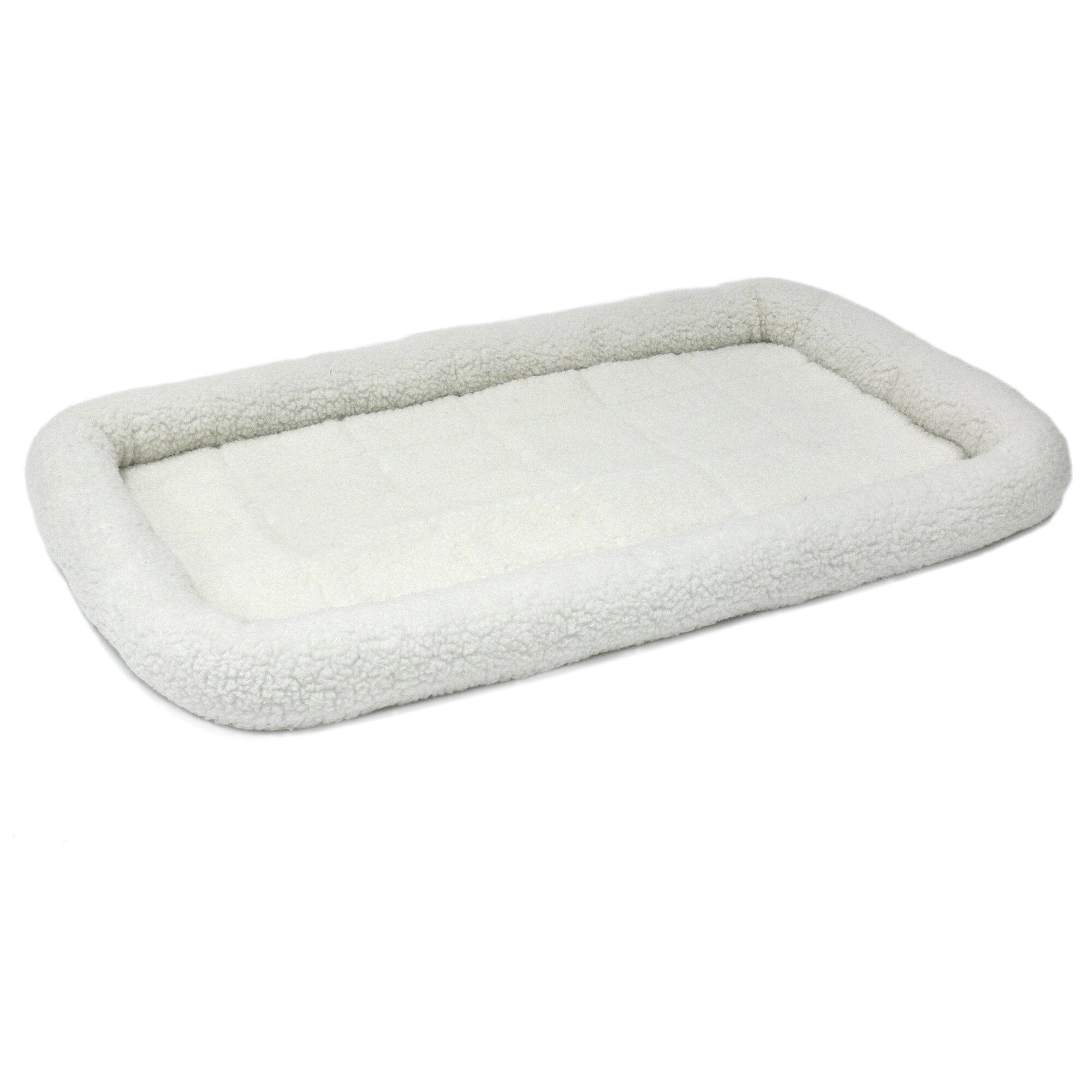 Midwest Homes Quite Time Fleece Machine Washable Rectangular Bolster Pet Bed or Crate Mat White XXL - L:48 X W:30 In