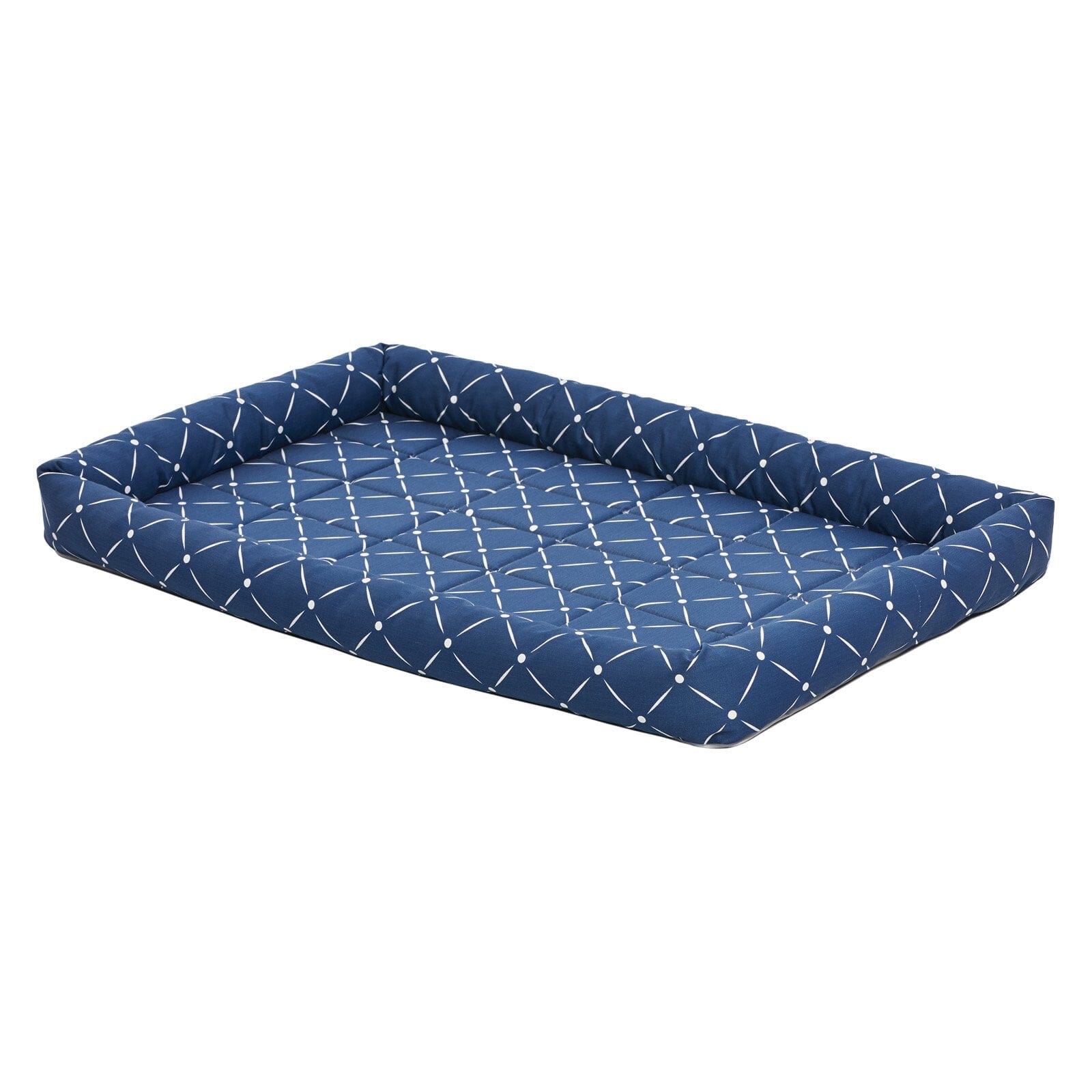 Midwest Homes Quite Time Rectangular Ashton Bolster Dog Bed or Crate Mat - Blue - L:41 X W:26 X H:3.5 Inch Blue L:41 X W:26 X H:3.5 In