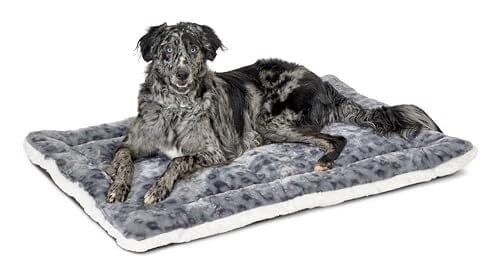Midwest Homes Reversible Fleece Paw Print Machine Washable Pet Bed Mat - Blue/White L:54 X W:34 X H:3.8 In
