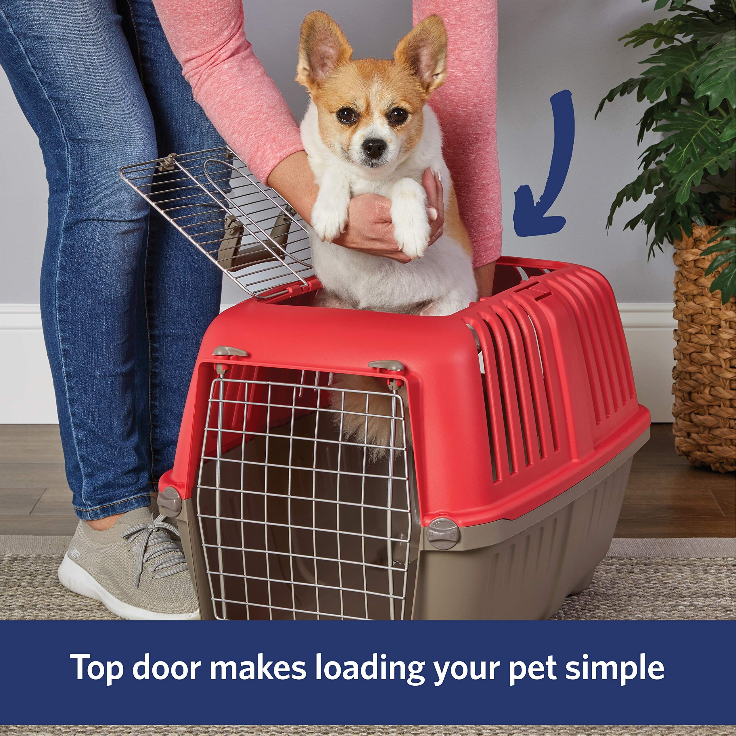 Midwest Spree Top Loading Double Door Travel Dog Kennel Carrier - Red - 24