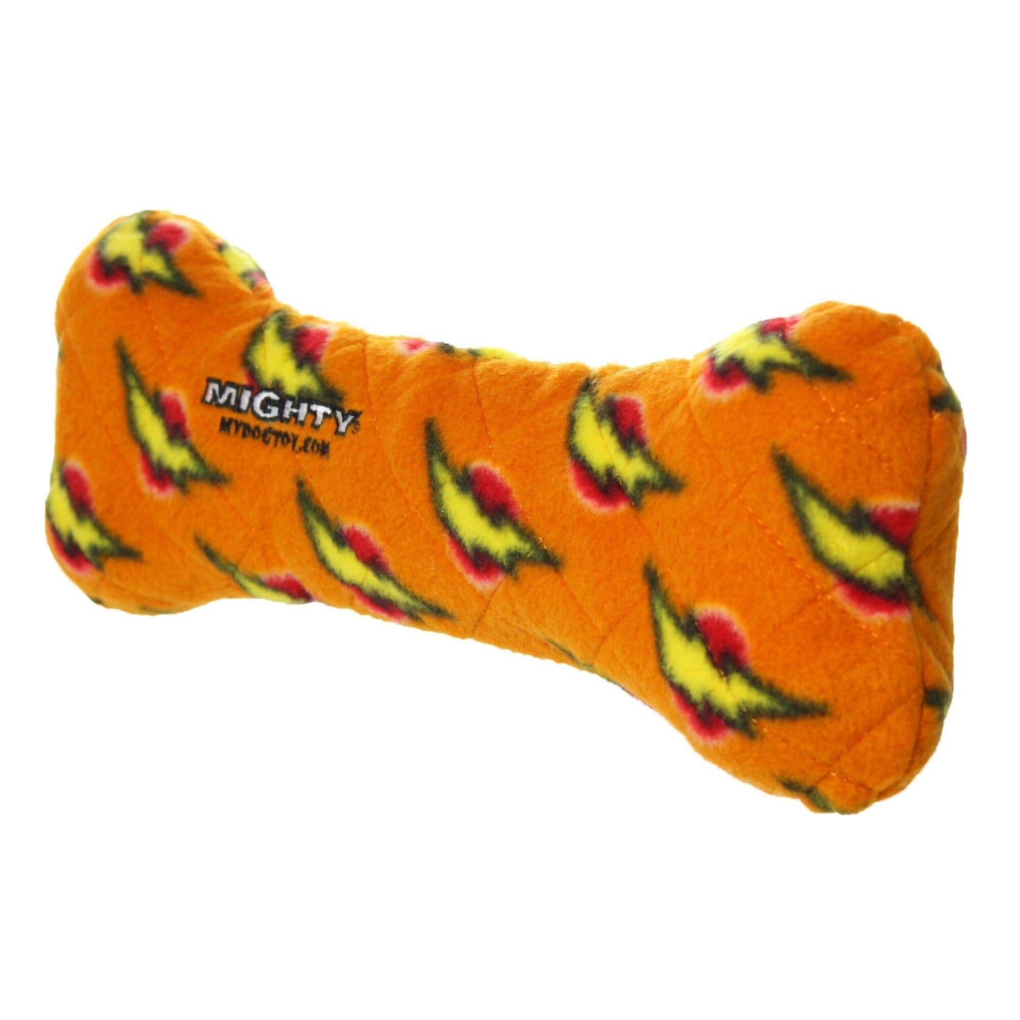Mighty Bone Orange Lightening Squeak and Plush Dog Toy - Orange