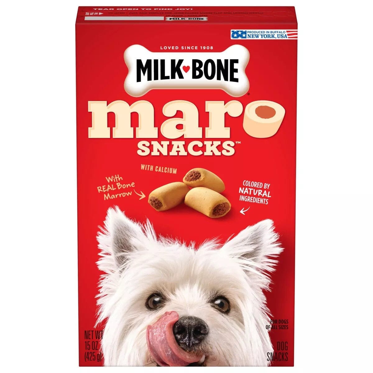 Milk-Bone MaroSnacks Peanut Butter Flavored Bone Marrow Chewy Dog Treats 15 Oz - 6 Pack