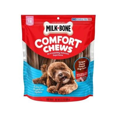 Milk-Bone Rawhide-Free Comfort Chews Beef Flavored Soft and Chewy Dog Treats - Mini - 22.2 Oz - 18 Count - 4 Pack Default Title