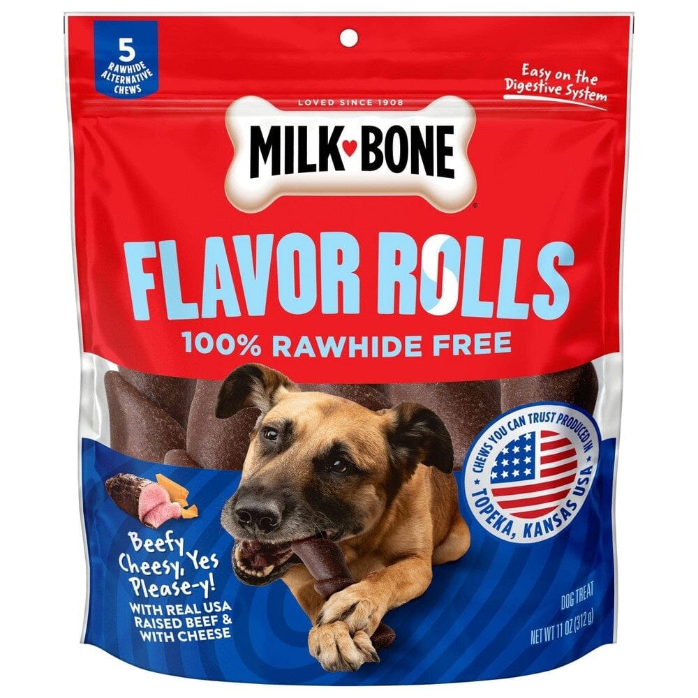Milk-Bone Rawhide-Free Flavor Rolls Beef and Cheese Natural Dog Chews - 11 Oz - 5 Count - Case of 6 Default Title