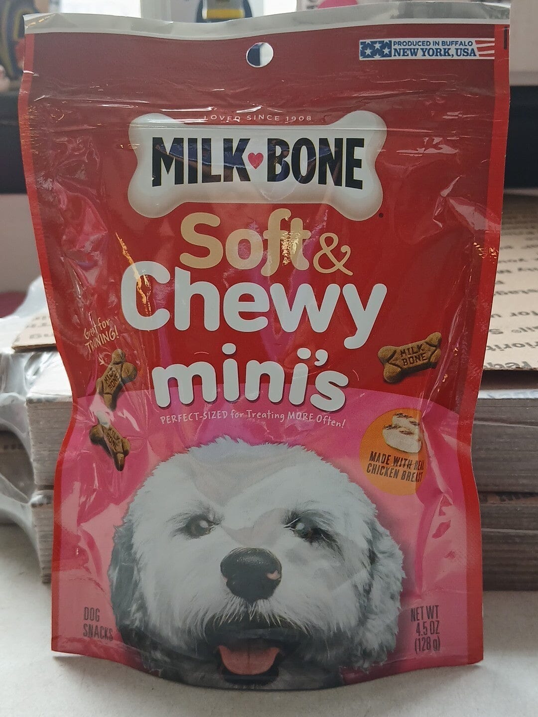 Milk-Bone Real Chicken Flavored Bone Soft and Chewy Dog Treats - Mini 4.5 Oz - Case of 10