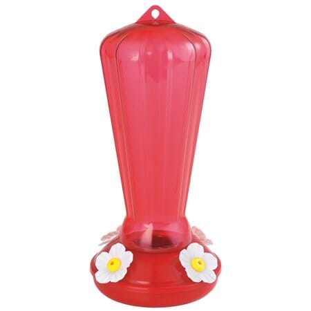 More Birds Hollyhock Plastic Hummingbird Feeder - Red - 25 Oz Cap
