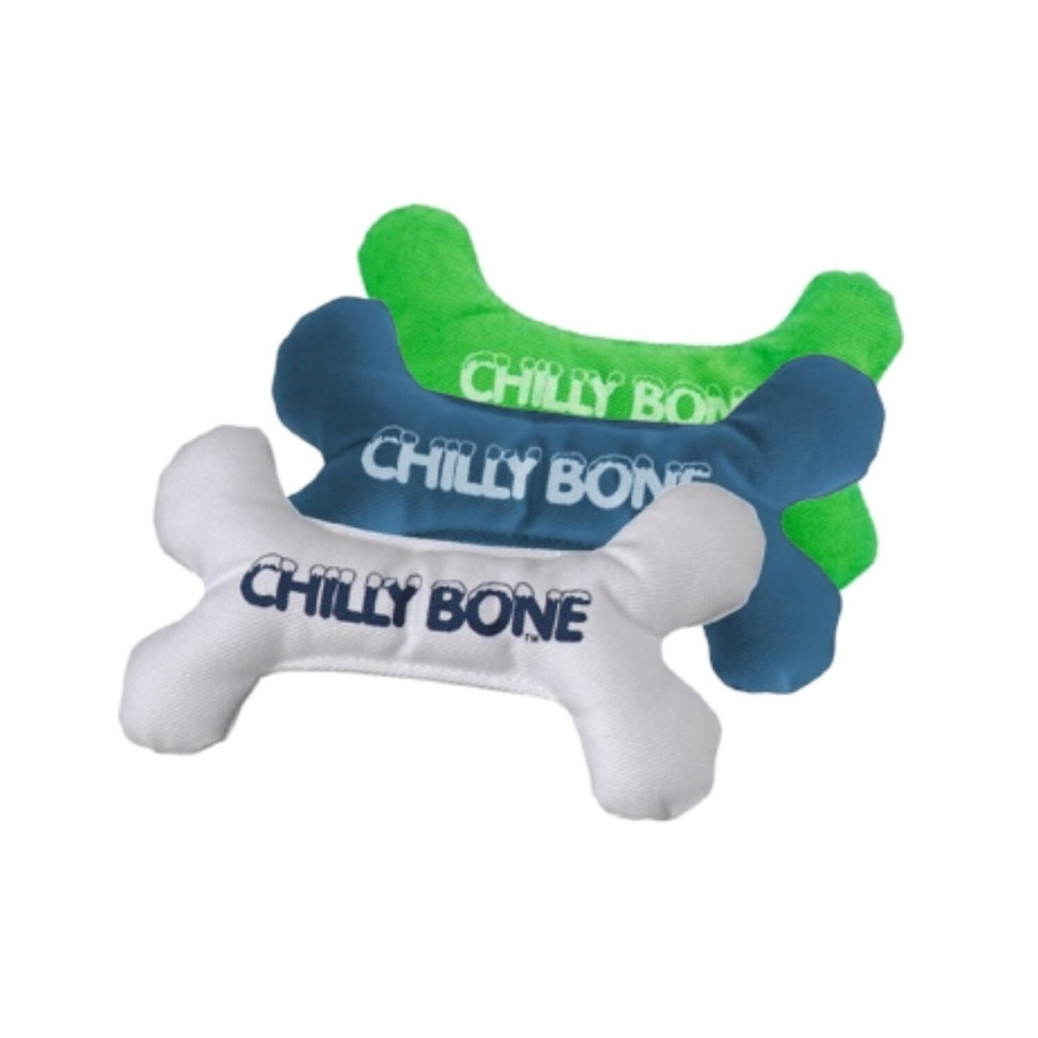 Multipet Chilly Bone Freezable Canvas Vanilla Scented Teething Puppy Nylon Dog Toy - White or Blue 5.5 Inch