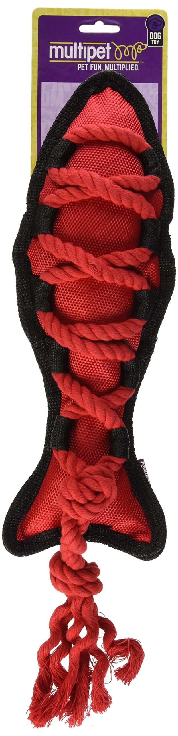 Multipet Cross-Ropes Fish Plush and Squeak Nylon Dog Toy - Assorted - 11.5