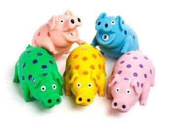 Multipet Globlets Pig High-Pitch Squeaking Latex Dog Toy - Assorted - 9" Inches  