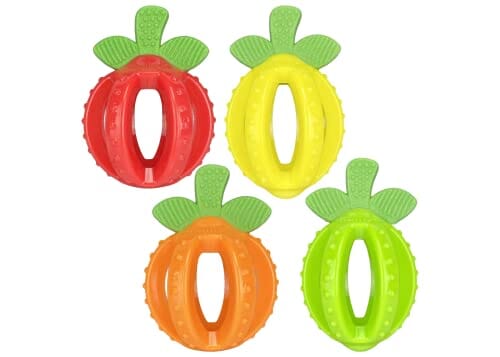 Multipet Harvester Fruit Dental Textured Rubber Dog Toy - Assorted - 5" Inches