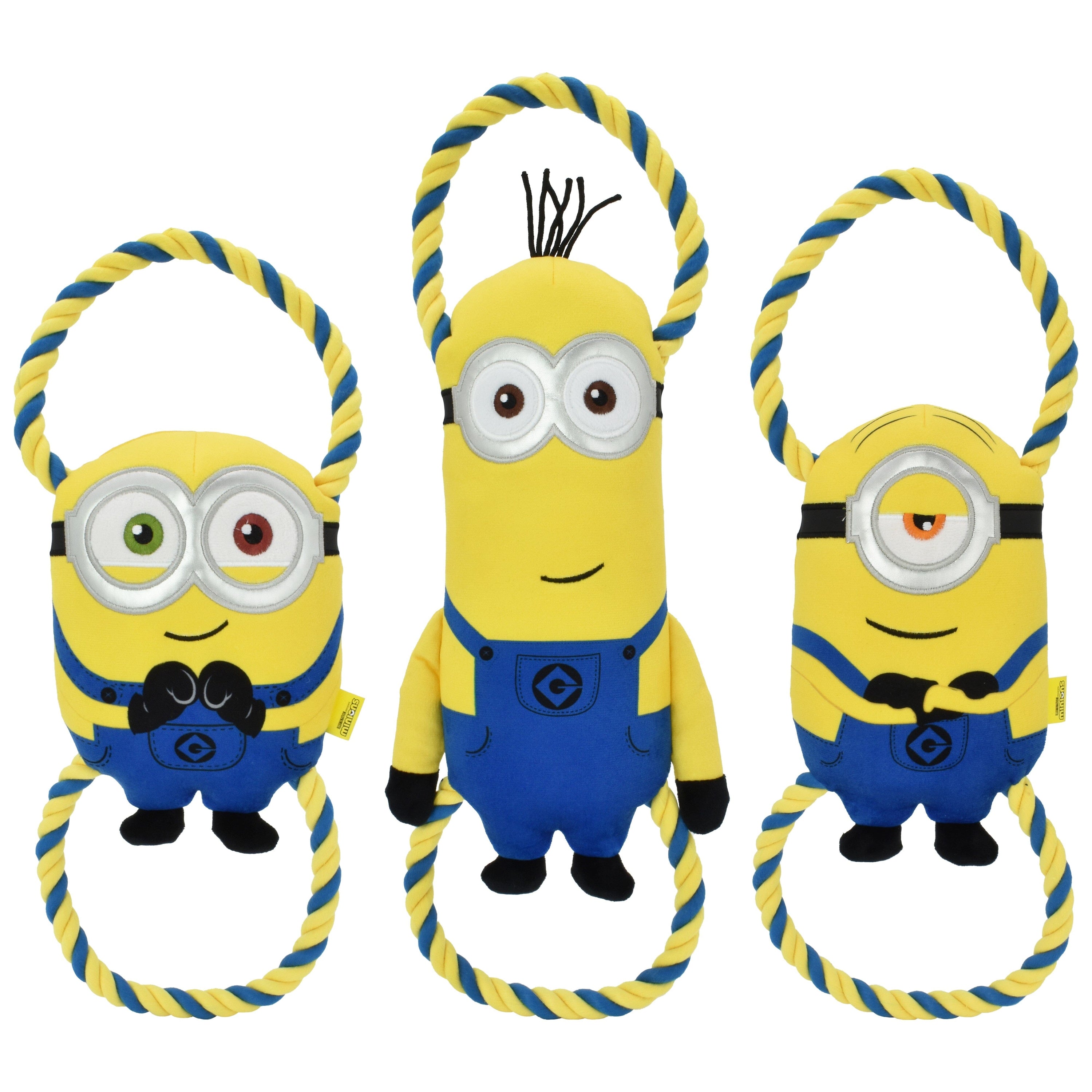 Multipet Minion Double Rope Tug Squeak and Plush Dog Toy - Assorted Large - 18 Inch