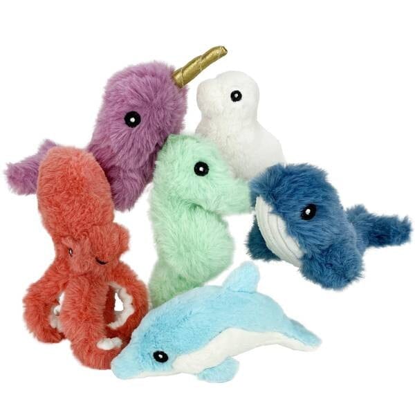 Multipet Minipet Deep Sea Cuddler Squeak and Plush Dog Toy - 6" Inches