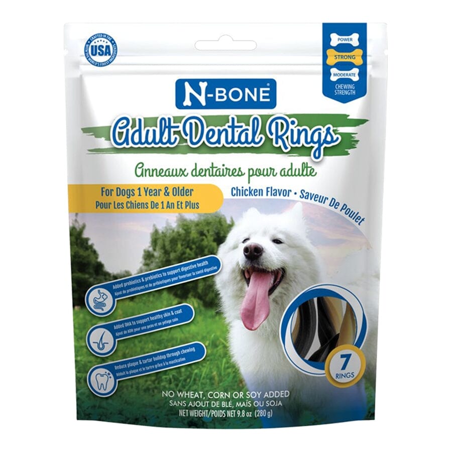 N-Bone Chicken Flavored Ring Adult Dental Dog Treats - Chicken - 7 Pack