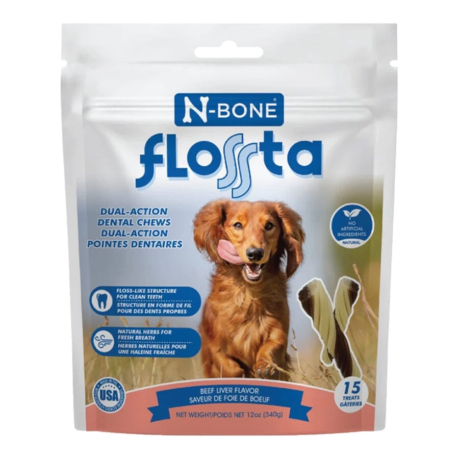 N-Bone Flossta Dual-Action Beef Flavored Dental Dog Treats