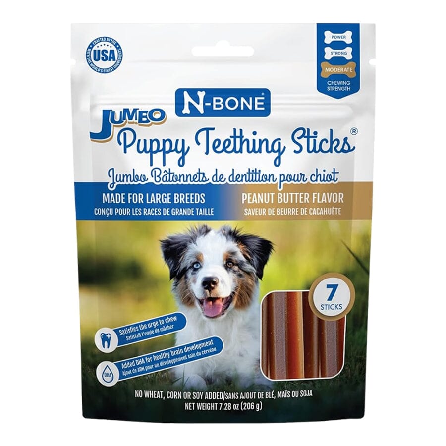 N-Bone Jumbo Teething Sticks Peanut Butter Dental and Hard Chew Dog Treats - 7 Pack 