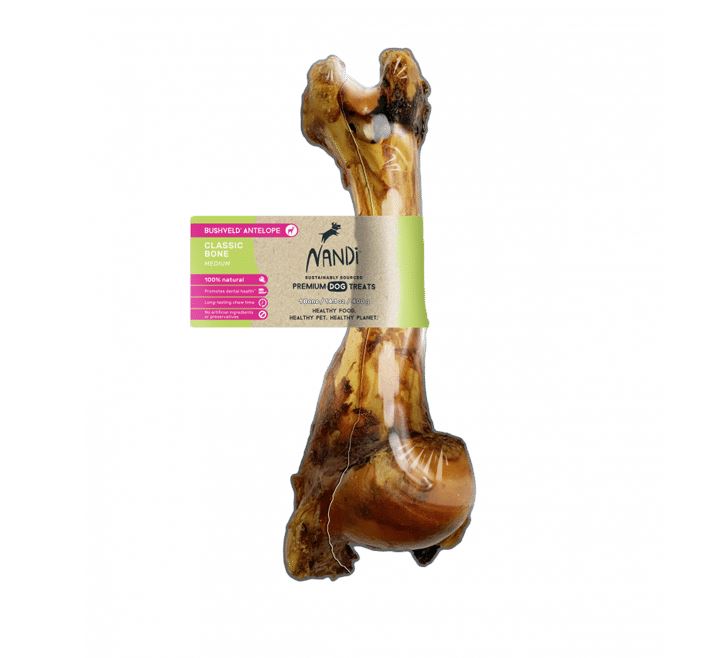 Nandi Bushveld Antelope Bone Medium Natural Dog Treats - 12 Count  