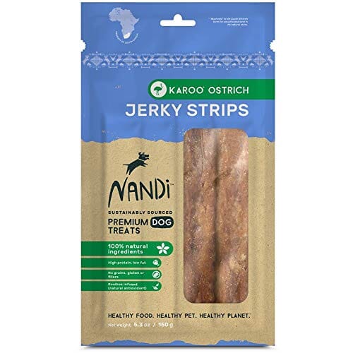 Nandi Karoo Ostrich Jerky Strips Dog Jerky Treats - 5.3 oz  