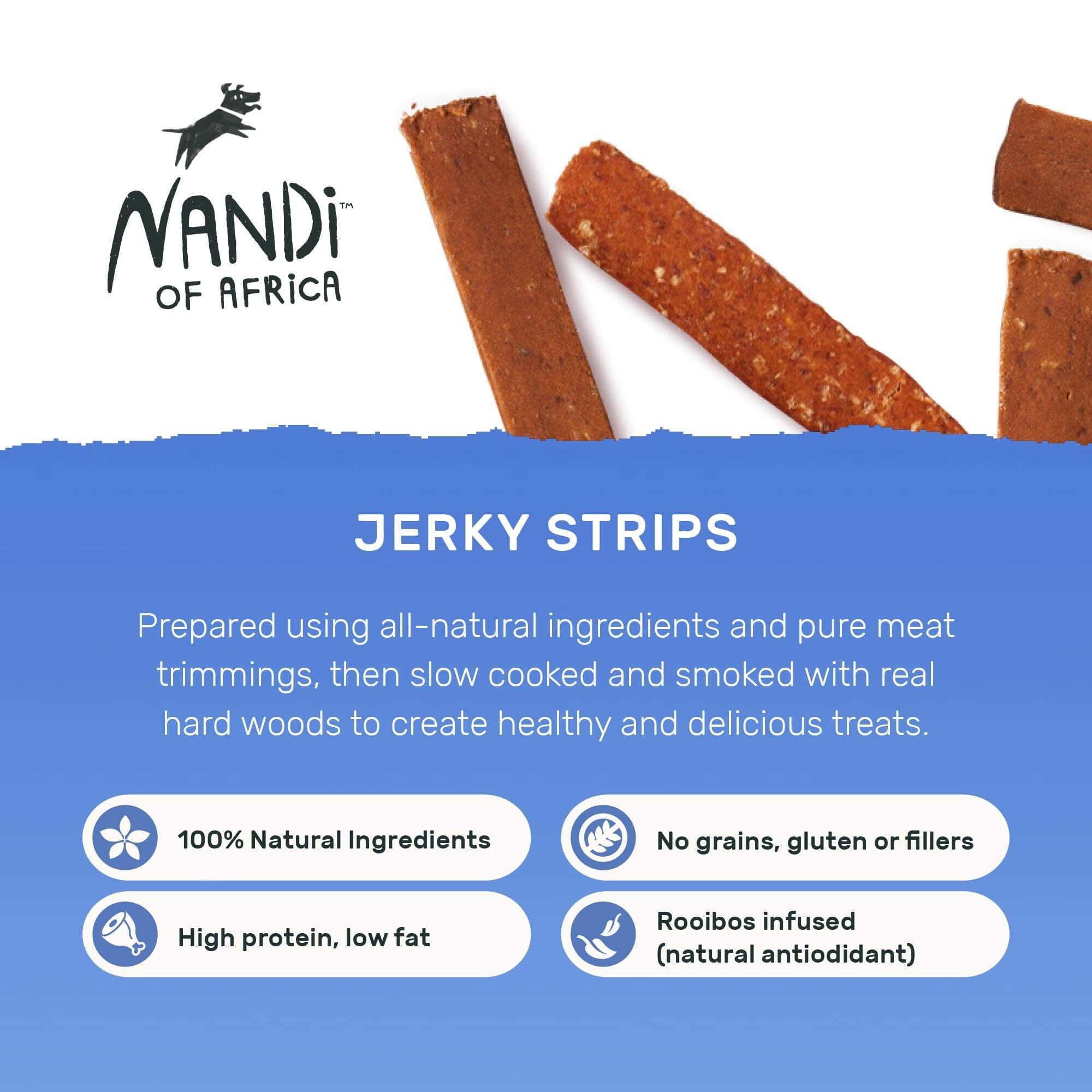 Nandi Karoo Ostrich Jerky Strips Dog Jerky Treats - 5.3 oz  