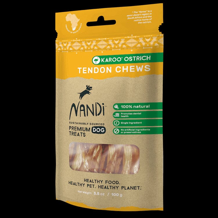 Nandi Karoo Ostrich Tendon Chews Natural Dog Treats - 3.5 oz