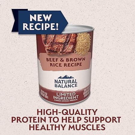 Natural Balance Limited Ingredient Diet Beef and Brown Rice Adult Canned Dog Food - 13 Oz - Case of 12