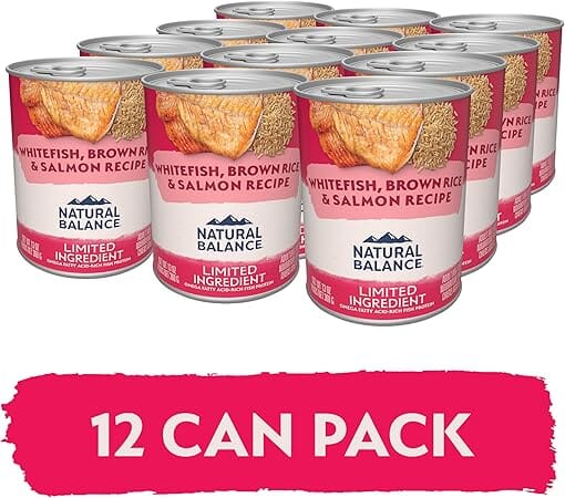 Natural Balance Limited Ingredient Diet Whitefish Brown Rice Salmon Adult Canned Dog Food - 13 Oz - Case of 12