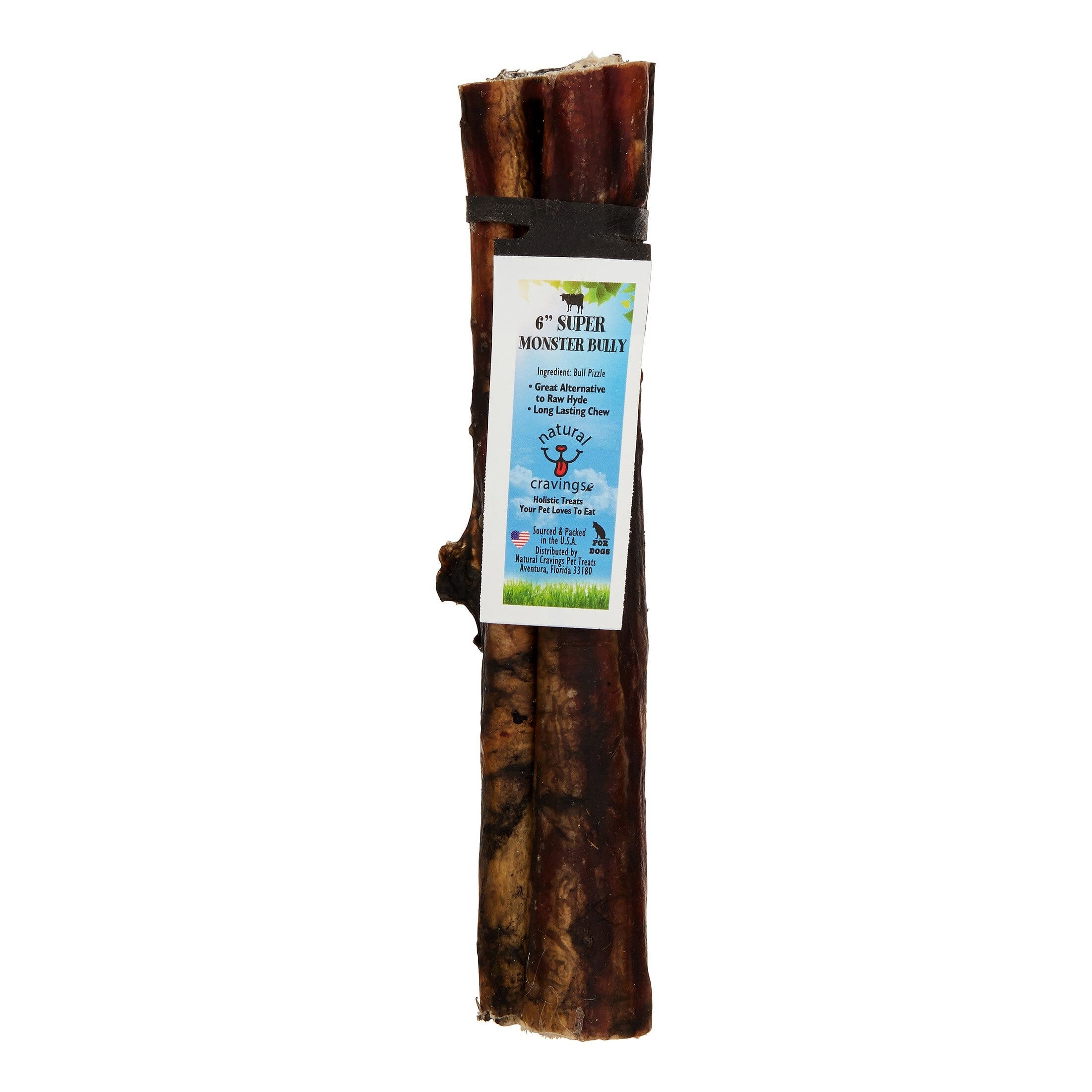 Natural Cravings USA Super Monster Beef Dog Bully Sticks Display - 6 Inch - 25 Count