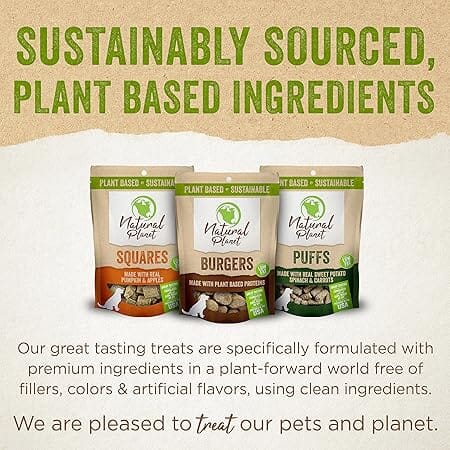 Natural Planet Veggie Puffs Plant-Based Sustainable Soft Chewy and Crunchy Dog Treats - 4 Oz