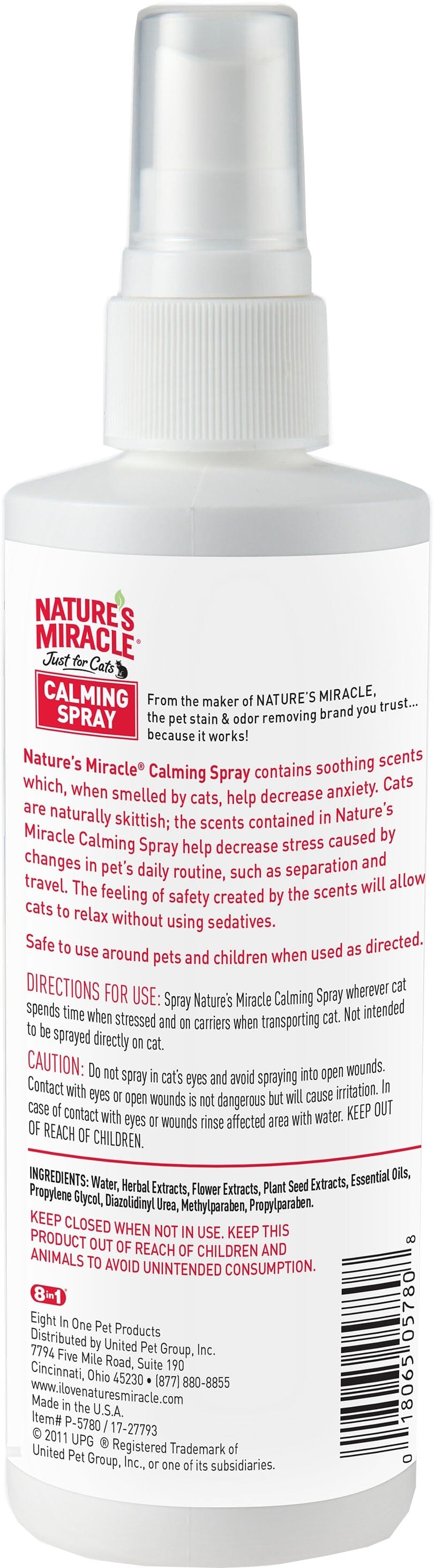 Nature's Miracle Just for Cats Calming Spray for Cats - 8 Oz  