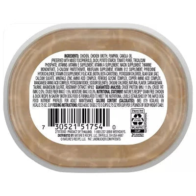 Nature's Recipe Grain-Free Chicken and Duck in Broth Wet Dog Food Trays - 2.75 Oz - Case of 12