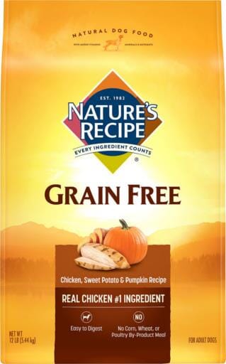 Nature's Recipe Grain-Free Chicken Sweet Potato and Pumpkin Recipe Dry Dog Food - 12 Lbs  