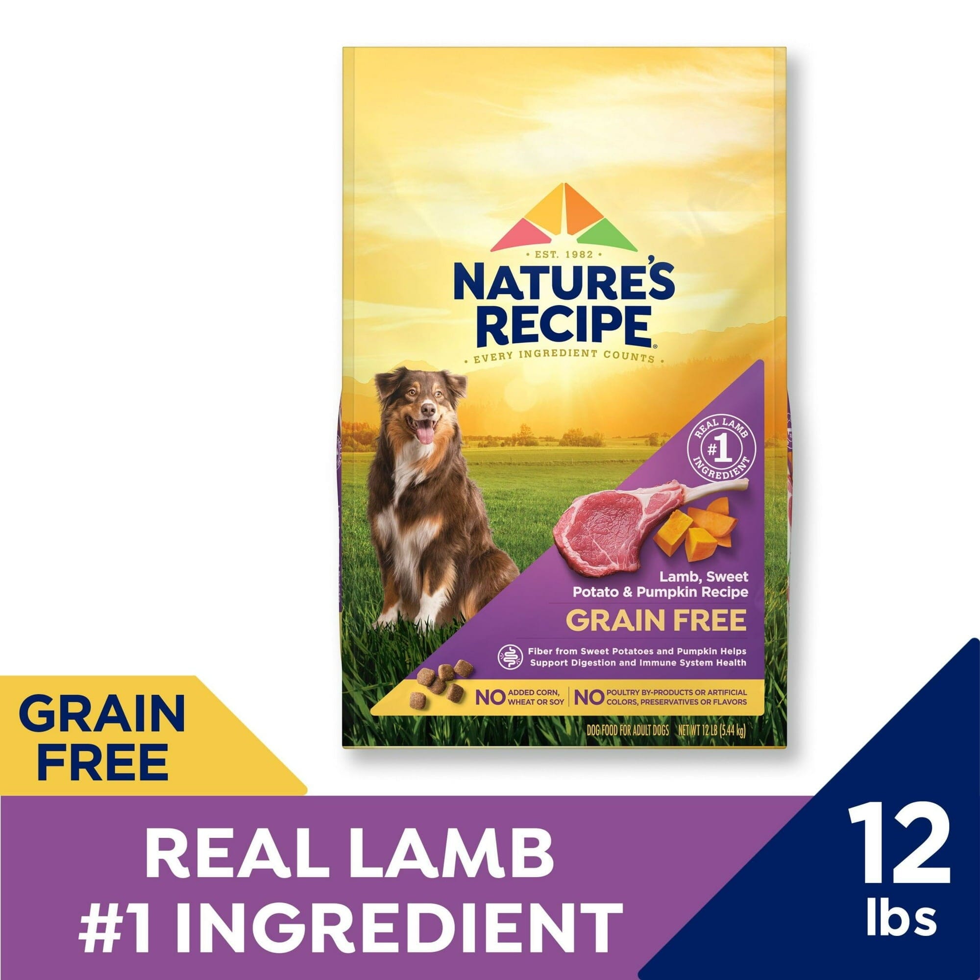 Nature's Recipe Grain-Free Lamb Sweet Potato and Pumpkin Adult Dry Dog Food - 12 Lbs