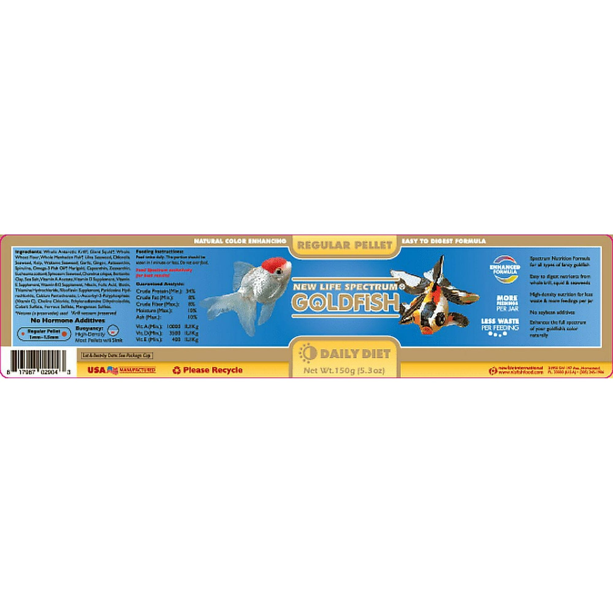 New Life Spectrum Regular Diet Goldfish Freeze-Dried Freshwater Fish Food Pellets - 150 Grams