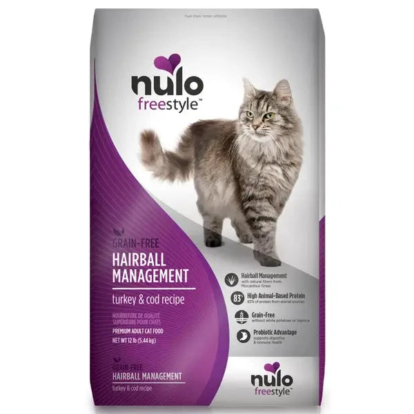 Nulo Freestyle Grain-Free Hairball Management Turkey and Cod Adult Dry Cat Food - 12 Lbs Default Title